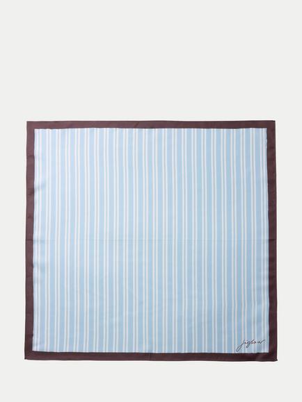 Jigsaw Stripe Pure Silk Twill Scarf, Pale Blue/Multi