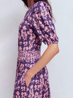 Boden Amber Floral Print Jersey Dress, Purple/Multi - view 2, Purple/Multi