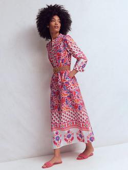 Boden Ava Print Cotton Midi Dress, Pink/Multi, Pink/Multi