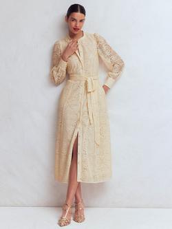 Boden Lace Blouson Sleeve Shirt Dress, Ivory, Ivory