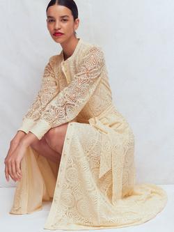 Boden Lace Blouson Sleeve Shirt Dress, Ivory - view 2, Ivory