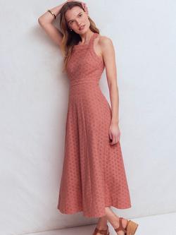 Boden Broderie Anglaise Cross Back Dress, Dusty Pink, Dusty Pink