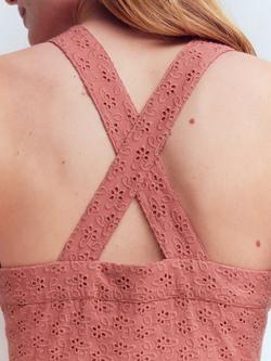 Boden Broderie Anglaise Cross Back Dress, Dusty Pink - view 2, Dusty Pink