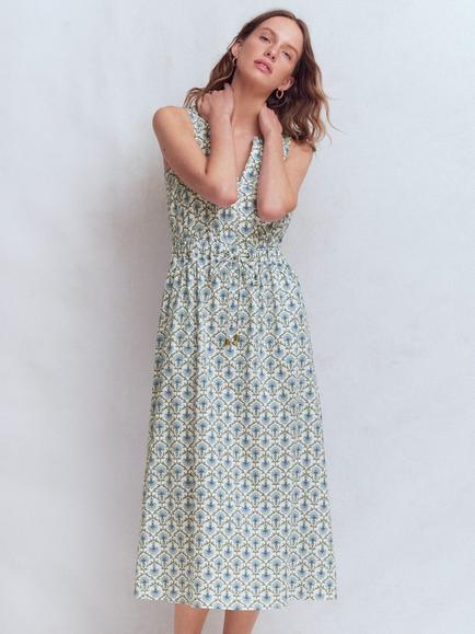 Boden Delphine Jersey Midi Dress, Ivory/Multi, Ivory/Multi