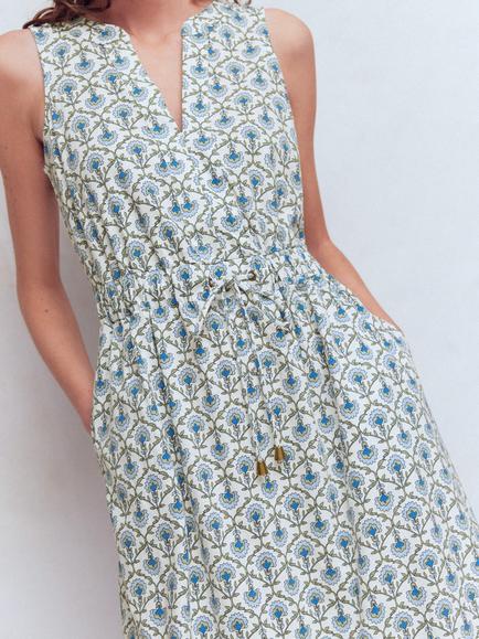 Boden Delphine Jersey Midi Dress, Ivory/Multi - view 2, Ivory/Multi