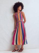 Boden Arabella Stripe Linen Rich Shirt Midi Dress, Pink/Green