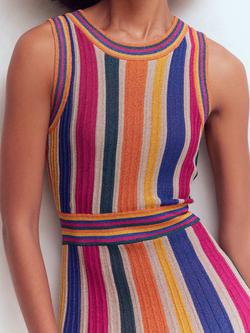 Boden Sleeveless Metallic Multi Stripe Knit Midi Dress, Multi - view 2, Multi