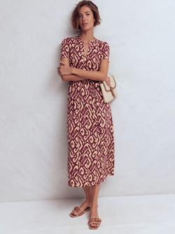 Boden Naomi Abstract Jersey Midi Dress containing TENCEL™ Modal, Deep Wisteria, Deep Wisteria