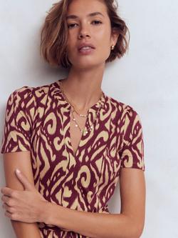 Boden Naomi Abstract Jersey Midi Dress containing TENCEL™ Modal, Deep Wisteria - view 2, Deep Wisteria