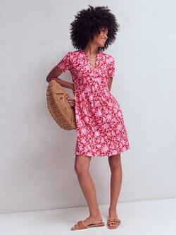 Boden Naomi Floral Jersey Dress containing TENCEL™ Modal, Pomegranate, Pomegranate