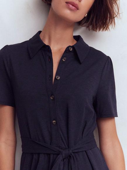 Boden Patti Jersey Shirt Dress, Navy - view 2, Navy