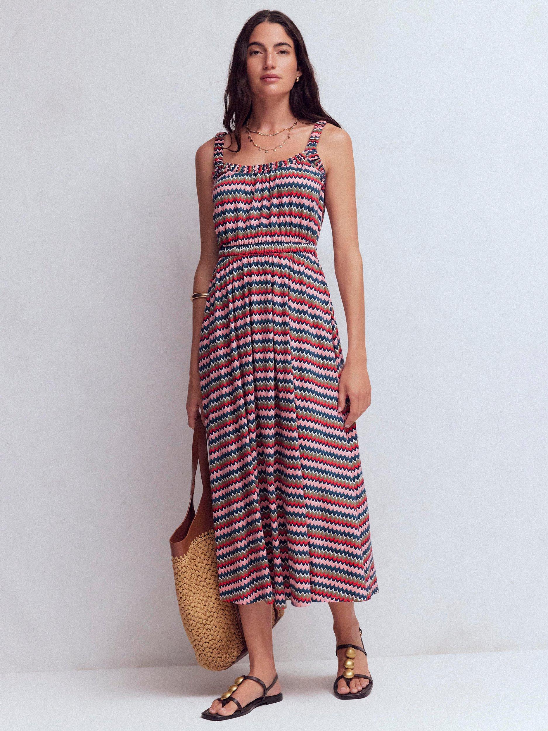 Boden Scoop Neck Striped Jersey Dress, Multi