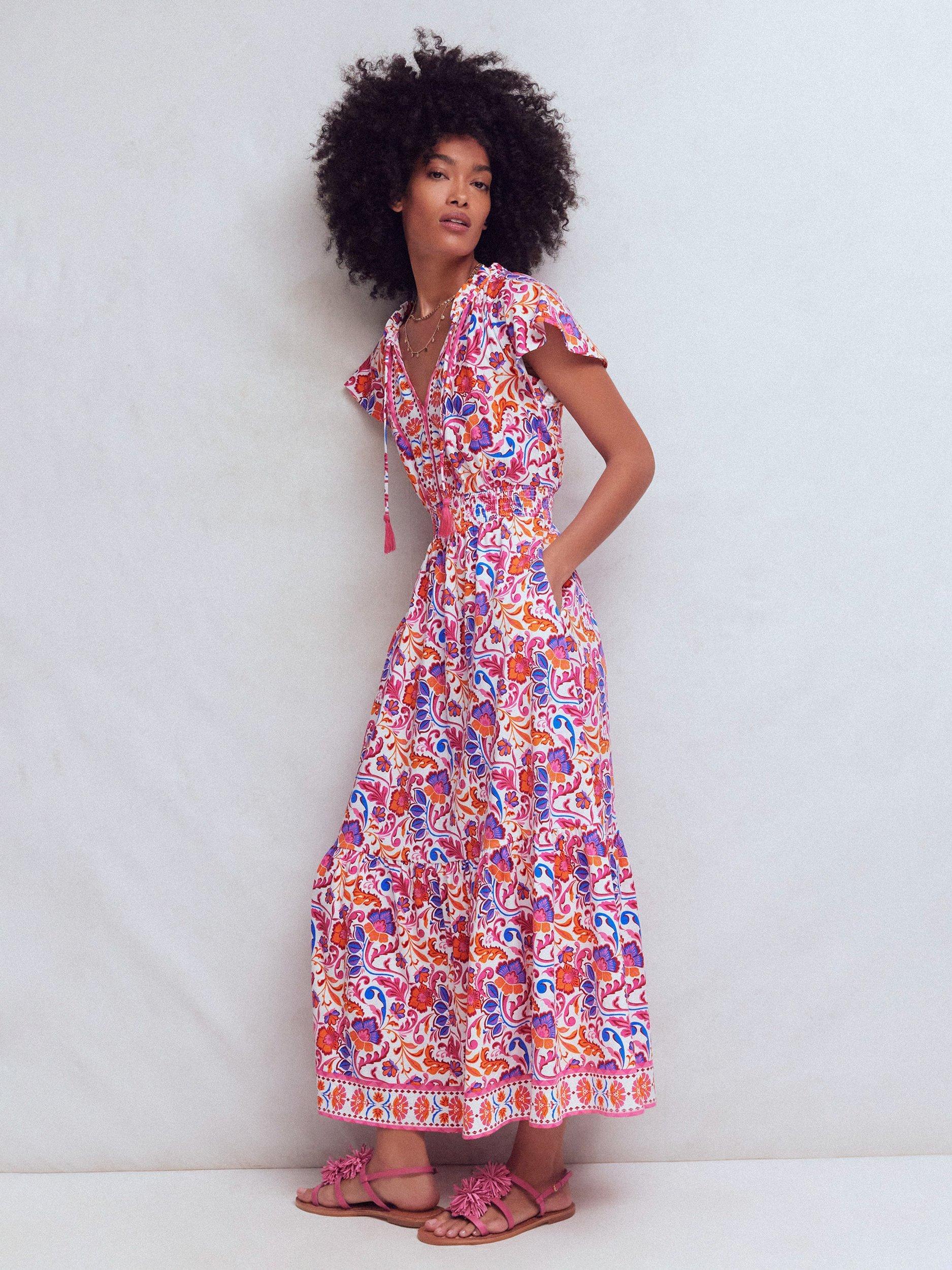 boden pink floral dress Bow Back Midi Dress - Pink Floral
