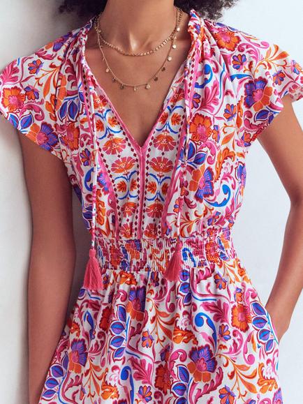 Boden Tala Floral Jersey Dress, Pink - view 2, Pink