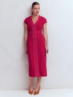 Boden Topstitch Ponte Dress containing LENZING™ ECOVERO™ Viscose, Pomegranate, Pomegranate