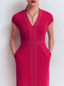 Boden Topstitch Ponte Dress containing LENZING™ ECOVERO™ Viscose, Pomegranate - view 2, Pomegranate