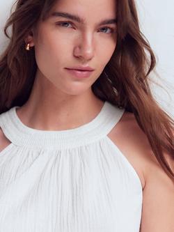 Boden Halterneck Shirred Swing Top, White - view 2, White