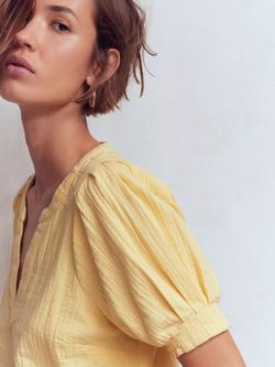 Boden Double Cloth Notch Neck Top, Sunlight Yellow - view 2, Sunlight Yellow