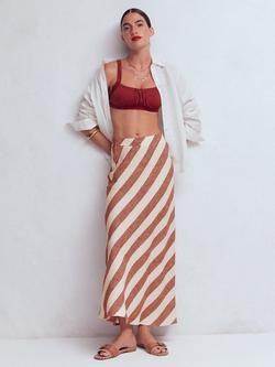 Boden Bias Cut Linen Maxi Skirt, Brown, Brown
