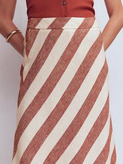 Boden Bias Cut Linen Maxi Skirt, Brown - view 2, Brown