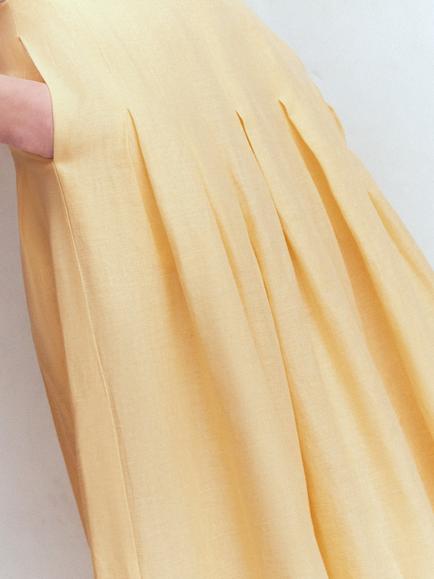 Boden Valentina Linen Midi Skirt, Buttercream - view 2, Buttercream