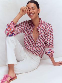 Boden Effie Smocked Detail Shirt, Multi, Multi