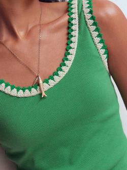 Boden Maddie Trim Detail Vest Top, Black - view 2, Shamrock Green