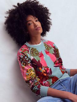 Boden Rosa Tropical Print Sweatshirt, Blue/Multi, Blue/Multi