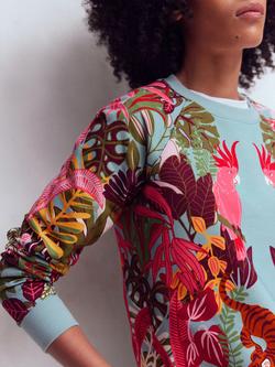 Boden Rosa Tropical Print Sweatshirt, Blue/Multi - view 2, Blue/Multi