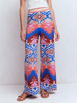 Boden Jacquard Knitted Wide Leg Trousers, Multi, Multi