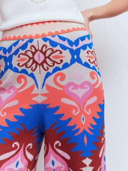Boden Jacquard Knitted Wide Leg Trousers, Multi - view 2, Multi