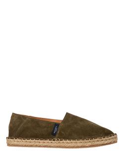 Hackett London Baywatch Suede Espadrille Sandals, Khaki Green, Khaki Green