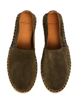 Hackett London Baywatch Suede Espadrille Sandals, Khaki Green - view 2, Khaki Green