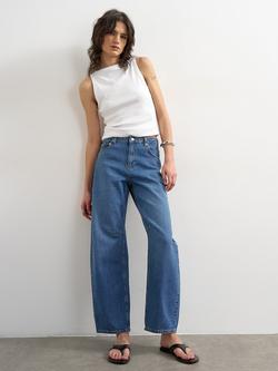 Topshop Mid Rise Barrel Leg Jeans, Rich Blue, Rich Blue