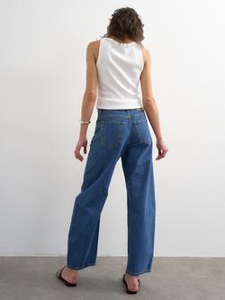 Topshop Mid Rise Barrel Leg Jeans, Rich Blue - view 2, Rich Blue