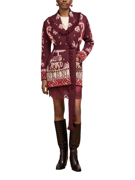 Hayley Menzies Nandita Cotton Jacquard Knit Cardigan, Pink, Pink