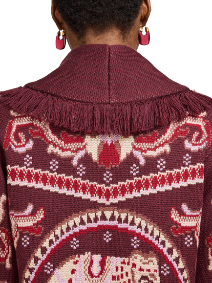Hayley Menzies Nandita Cotton Jacquard Knit Cardigan, Pink - view 2, Pink