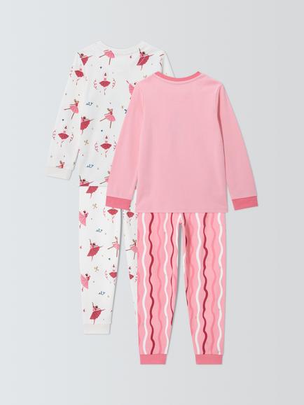 John Lewis Kids' Ballerina Pyjamas, Pack of 2, Pink - view 2, Pink