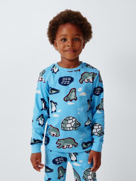 John Lewis Kids' Arctic Animals Pyjamas, Blue, Blue