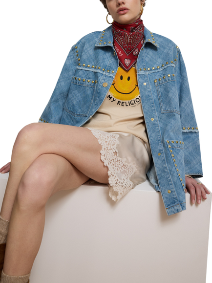 Hayley Menzies Viv Denim Jacket, Blue - view 2, Blue