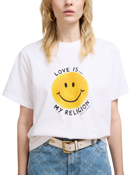 Hayley Menzies Smiley Love Cotton T-Shirt, White, White