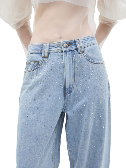 Aje Lucina Mid Rise Barrel Leg Jeans, Light Wash - view 2, Light Wash