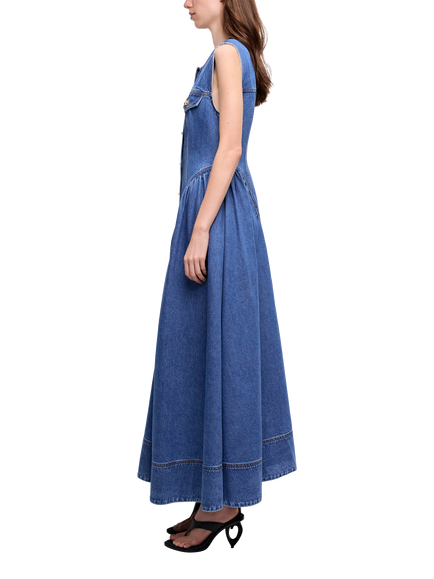Aje Loxley Sleeveless Denim Shirt Dress, Blue - view 2, Blue
