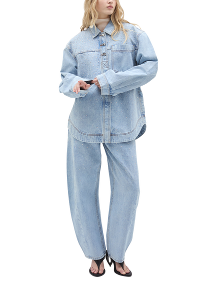 Aje Lucina Stud Denim Shirt, Light Wash, Light Wash