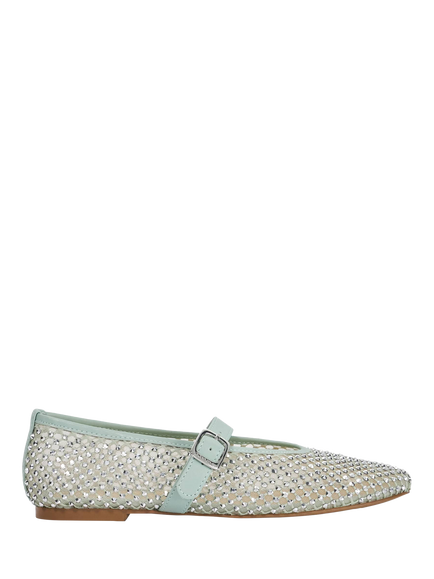 Dune Haislee Fabric Embellished Mary Jane Ballerina Pumps, Green