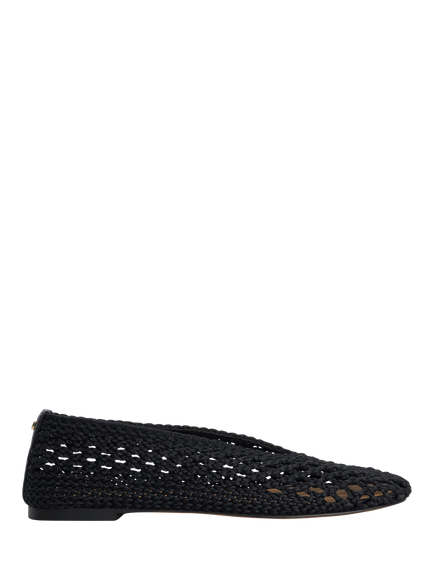Dune London Harleyn Satin Open Weave Ballerina Pumps, Black