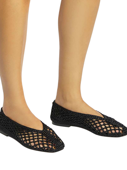 Dune London Harleyn Satin Open Weave Ballerina Pumps - view 2, Black