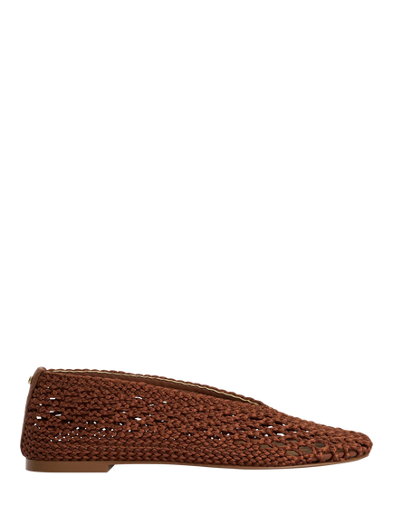 Dune London Harleyn Satin Open Weave Ballerina Pumps, Brown