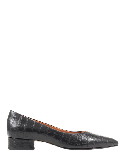 Jones Bootmaker Sunstone Leather Court Shoes, Black Croc, Black Croc