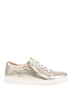 Jones Bootmaker Padova 2 Leather Lace-Up Trainers, Gold, Gold